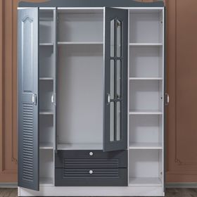 Ruum Store Country Kuzey West 4 Kapaklı 2 Çekmeceli Aynalı Mdf Antrasit Gardırop