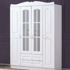 Ruum Store Country Kuzey West 4 Kapaklı 2 Çekmeceli Aynalı Mdf Beyaz Gardırop