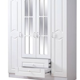 Ruum Store Country Kuzey West 4 Kapaklı 2 Çekmeceli Aynalı Mdf Beyaz Gardırop
