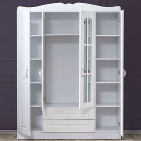 Ruum Store Country Kuzey West 4 Kapaklı 2 Çekmeceli Aynalı Mdf Beyaz Gardırop