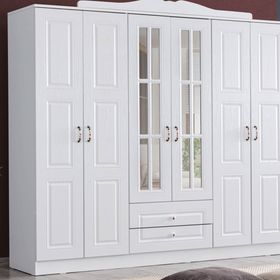 Ruum Store Country West 6 Kapaklı 2 Çekmeceli Aynalı Mdf Beyaz Gardırop