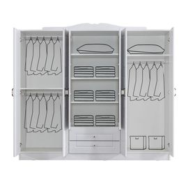Ruum Store Country West 6 Kapaklı 2 Çekmeceli Aynalı Mdf Beyaz Gardırop