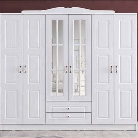 Ruum Store Country West 6 Kapaklı 2 Çekmeceli Aynalı Mdf Beyaz Gardırop