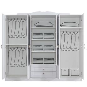 Ruum Store Country West 6 Kapaklı 2 Çekmeceli Aynalı Mdf Beyaz Gardırop