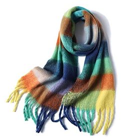 Ryakos Pashmina Blu Kaşmir 260x35 cm Ekose Kadın Atkı