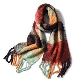 Ryakos Pashmina Bronze Kaşmir 260x35 cm Ekose Kadın Atkı