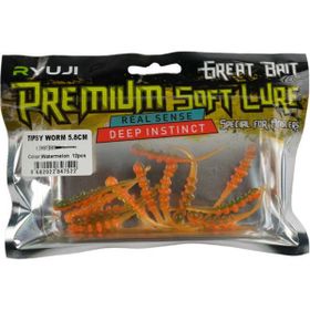 Ryuji Tipsy Worm 5.8 cm 12 Adet Cream Silikon Yem