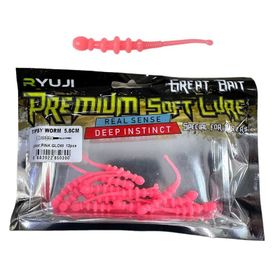 Ryuji Tipsy Worm 5.8 cm 12 Adet Pink Glow Silikon Yem