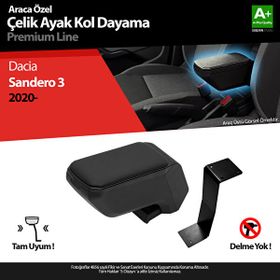 S Dizayn Dacia Sandero ABS Siyah 2020 Üzeri A+Kalite Çelik Ayaklı Kolçak