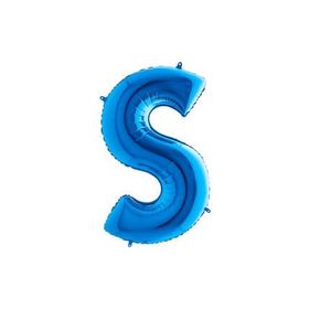 S Harf Grabo Mavi 100 cm Folyo Balon