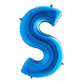 S Harf Grabo Mavi 100 cm Folyo Balon