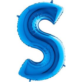 S Harf Grabo Mavi 100 cm Folyo Balon