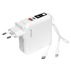 S-Link G150 15000 mah PD 22.5W LCD AC Prizli Lightning+Type-C Kablolu Beyaz Powerbank