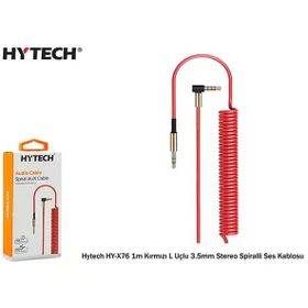 S-Link Hytech HY-X76 1 mt Kırmızı L Uçlu 3.5 mm Stereo Spiralli Ses Kablosu