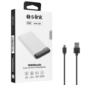 S-Link IP-K11 Beyaz 10000 mah 2-USB+Micro+Type-C LCD Ekranlı Taşınabilir Pil Şarj Cihazı