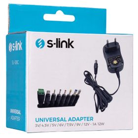 S-Link SL-128C 3 Volt - 12 Volt 8 Uçlu Switch Mode Plastik Kasa Adaptör