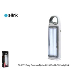 S-Link SL-3655 Grey Florasan Tip Ledli 2400mAh 5V-1A 1+36 Ledli Işıldak