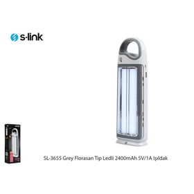 S-Link SL-3655 Grey Florasan Tip Ledli 2400mAh 5V-1A 1+36 Ledli Işıldak