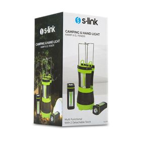 S-Link SL-8701 Ayrılabilir Mini El Fenerli Yeşil Ledli Kamp Feneri