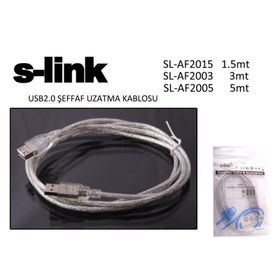 S-Link SL-AF2015 1.5 mt USB 2.0 Şeffaf Uzatma Kablosu