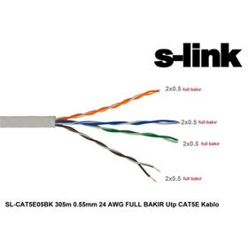 S-Link SL-CAT5E05BK 305 m 0.5 mm 24 AWG Full Bakır UTP Caste Kablo