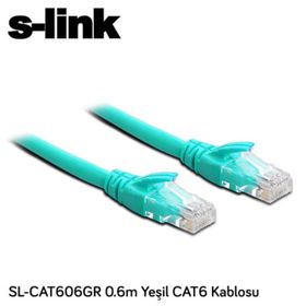 S-Link SL-CAT606GR 0.60 mt UTP CAT6 AWG24 Yeşil Patch Cord Kablo