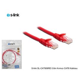 S-Link SL-CAT606RE 0.60 mt UTP CAT6 AWG24 Kırmızı Cord Patch Kablo