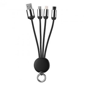 S-Link SL-CP110 20cm 2A MicroUSB+Lightning+TypeC Siyah 3 in 1 LED Logolu Şarj Kablosu