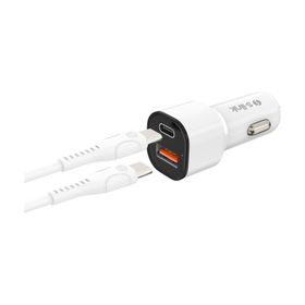 S-Link SL-EC38PD Typec To Typec Kablolu 38W Pd + USB Qc3.0 Beyaz Araç Şarj Cihazı