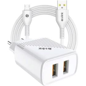 S-Link SL-EC50 5 V 2400MA 2 USB Çıkışlı Hızlı Şarj Adaptörü Android Şarj ve Data Kablosu