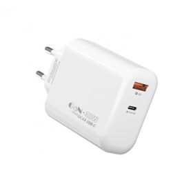 S-Link SL-EC69 GAN PD 65 W QC 18 W Type USB-C +USB A Beyaz Şarj Adaptör