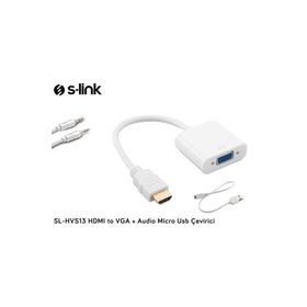 S-Link SL-HVS13 Hdmı Erkek To Vga Dişi veAudio Micro Usb Çevirici
