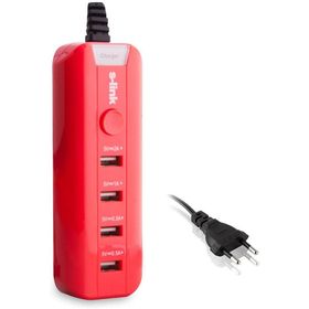 S-Link SL-M4 Akıllı Telefon ve Tabletler 4000 mAh Kımızı 4 USB Portlu Ev Şarj Adaptörü