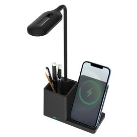 S-Link SL-M9054 Siyah TypeC 10W Kablosuz Şarj Cihazı Kalemlikli Masa Lambası