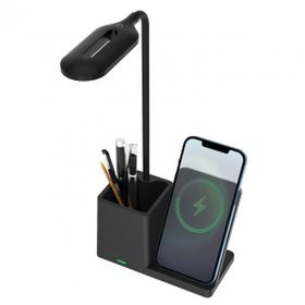 S-Link SL-M9054 Siyah TypeC 10W Kablosuz Şarj Cihazı Kalemlikli Masa Lambası