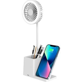 S-Link SL-M9055 Beyaz TypeC 10W Kablosuz Şarj Cihazı Fanlı Kalemlikli Masa Lambası