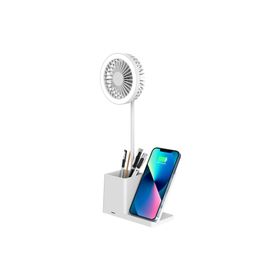 S-Link SL-M9055 Beyaz TypeC 10W Kablosuz Şarj Cihazı Fanlı Kalemlikli Masa Lambası