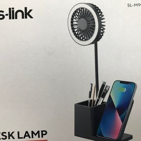 S-Link SL-M9055 Siyah Type-C 10W Kablosuz Şarj Cihazı Fanlı Kalemlikli Masa Lambası
