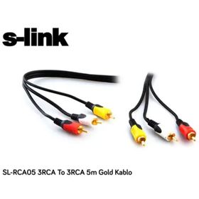 S-Link SL-RCA05 3RCA to 3RCA 5 mt Gold Kablo