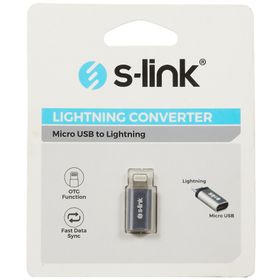 S-Link SL-TA20M Gümüş Metal Gövde Micro USB 5Pin F to Lightning M Çevirici