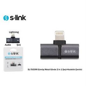 S-Link SL-TA30M Lightning Gümüş Metal Gövde 2in1 Şarj ve Kulaklık Çevirici