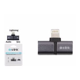 S-Link SL-TA30M Lightning Gümüş Metal Gövde 2in1 Şarj ve Kulaklık Çevirici