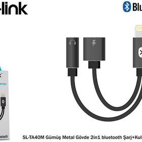 S-Link SL-TA40M Lightning Gri Metal 2in1 Bluetooth Şarj ve Kulaklık Çevirici
