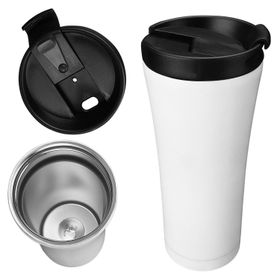 S-Link SL-TM1971A Mat Beyaz 500 ml İç 304 Dış 201 Paslanmaz Çelik Termos Kupa