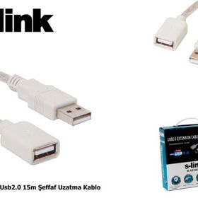 S-Link SL-UE135 USB Şeffaf Uzatma Kablosu