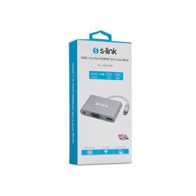 S-Link SL-USB-C58 USB3.1 Metal To VGA+HDMI4K-2K+3. S-Link SL-USB-C58 USB3.1 Metal To VGA+HDMI4K-2K+3.5Jac Çevirici