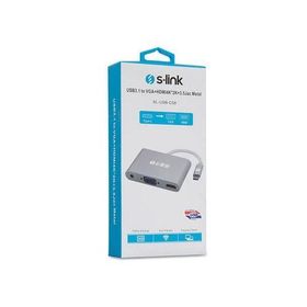 S-Link SL-USB-C58 USB3.1 Metal To VGA+HDMI4K-2K+3. S-Link SL-USB-C58 USB3.1 Metal To VGA+HDMI4K-2K+3.5Jac Çevirici