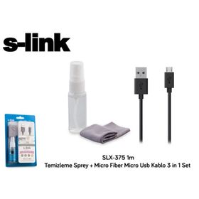 S-Link SLX-375 1 m Temizlik Spreyi Microfiber Micro USB 3 in 1 Set