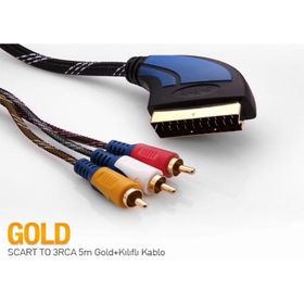 S-Link SLX-930 2 Mt Gold Scart To 3 Rca Kablo