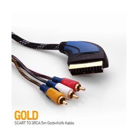 S-Link SLX-930 2 Mt Gold Scart To 3 Rca Kablo